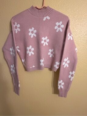 Hollister Pink Daisy Knit Sweater